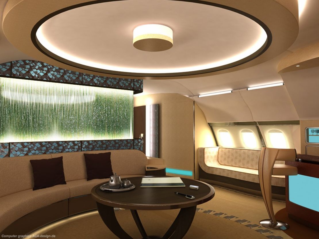 The lounge of a customized ACJ 380. 