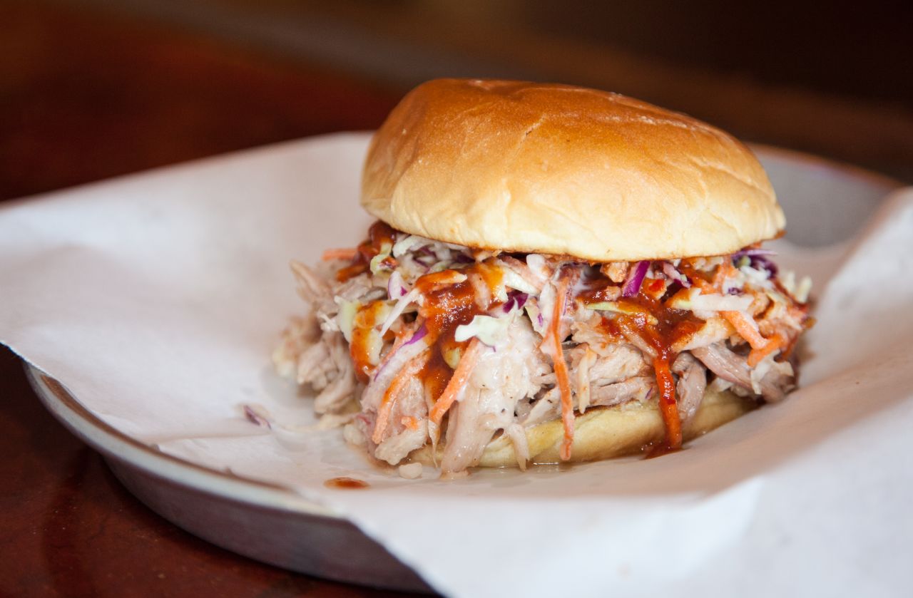 Whole hog sandwiches topped with slaw really hit the spot at Martin's Bar-B-Que, one of Wilson's favorite places for a casual meal.