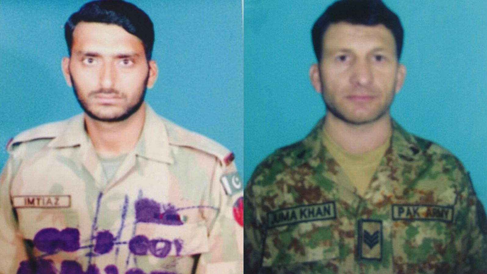 Killed Pakistani soldiers, Naik Imtiaz (L) and Havildar Jumma Khan (R).