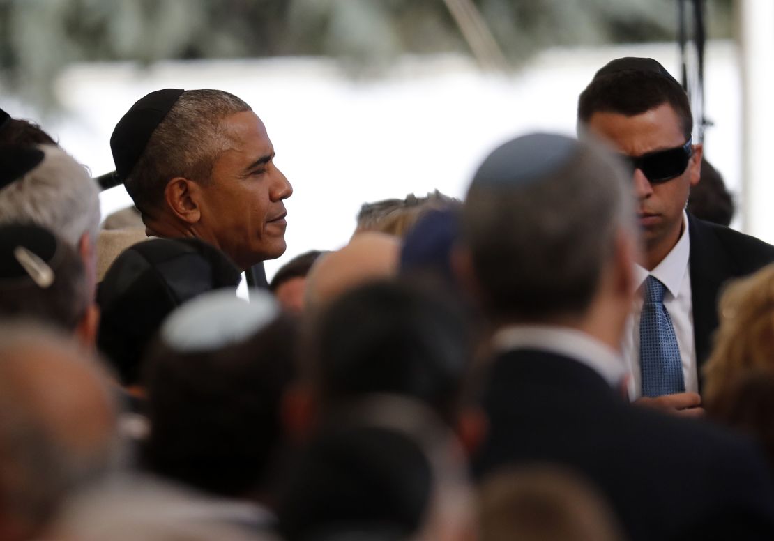 President Obama took time to greet guests before the ceremony.