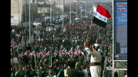 Crowds gathered in Mosul in February 2003 to protest US threats of invasion.