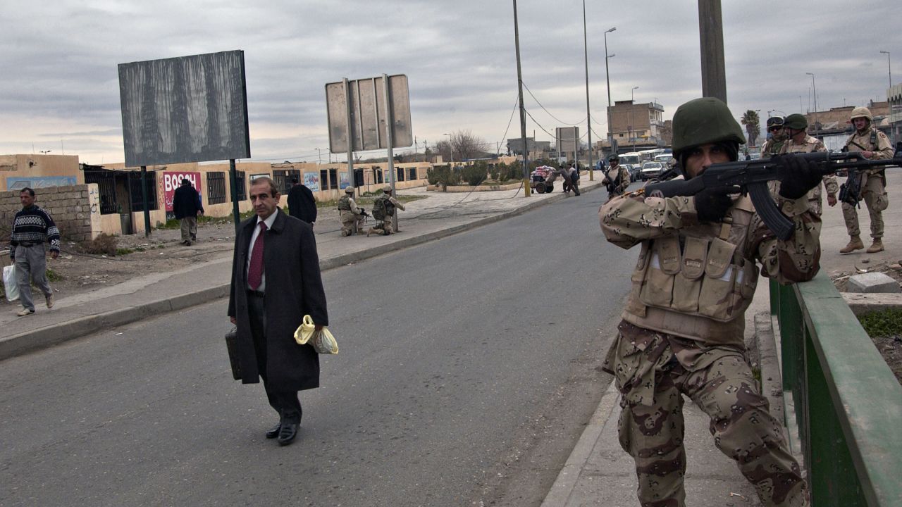 Iraqi police patrolled the city in 2005. 