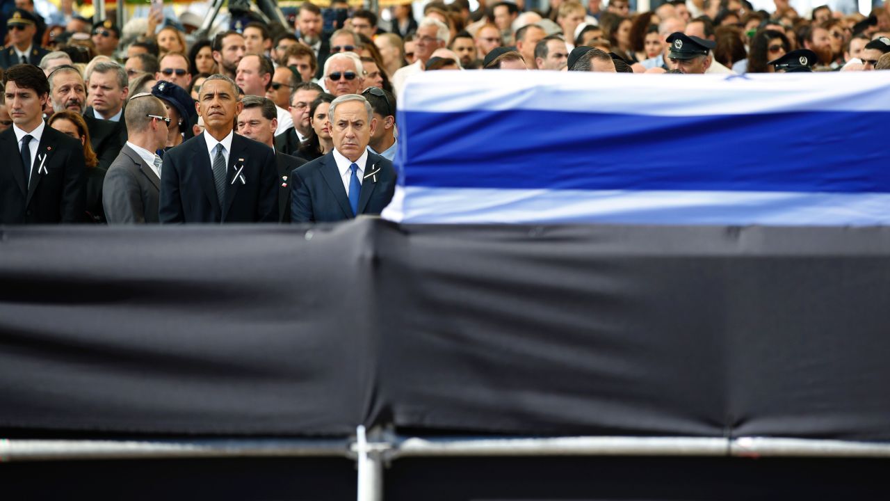 U.S. President Barack Obama stands beside Israeli Prime Minister Benjamin Netanyahu, front right, at <a href="http://www.cnn.com/2016/09/30/middleeast/gallery/shimon-peres-funeral/index.html" target="_blank">the funeral of former Israeli President Shimon Peres</a> on Friday, September 30. Peres, who shared a Nobel Prize for forging a peace deal between Israelis and Palestinians, <a href="http://www.cnn.com/2016/09/27/middleeast/shimon-peres-obit/" target="_blank">died Wednesday</a> at the age of 93.