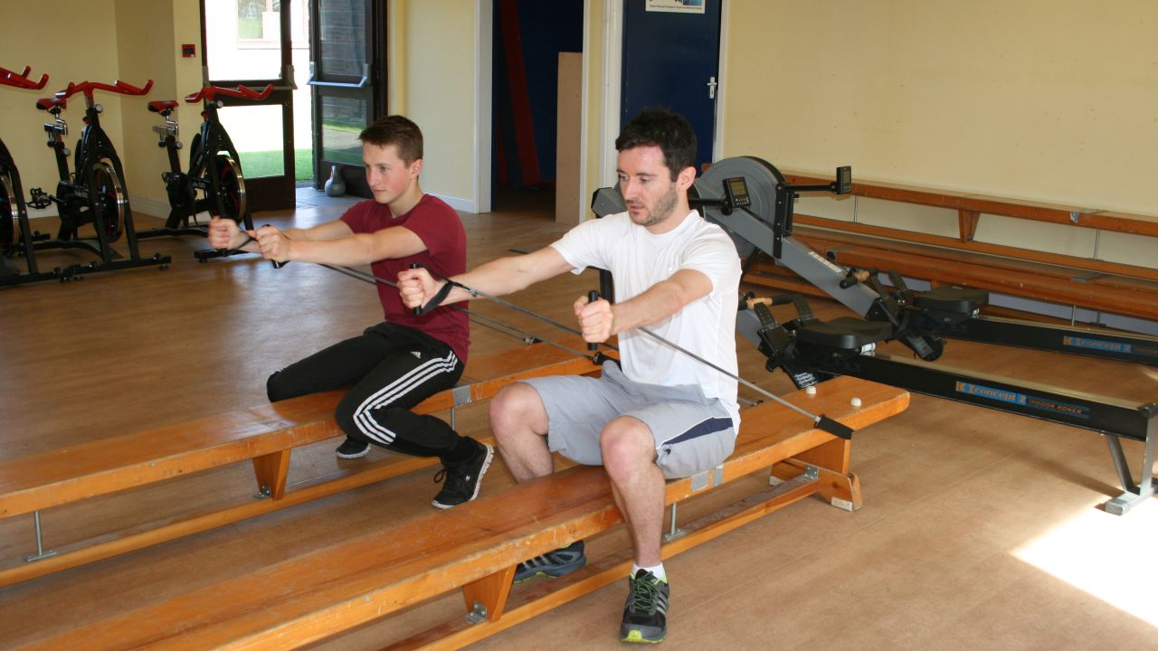 An intensive pull band routine is part of Yariv Kam's fitness test at the British Racing school.