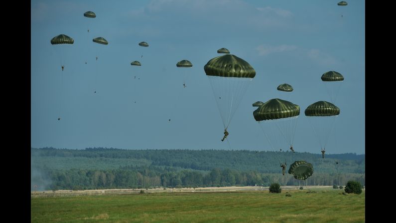 U.S. and Czech paratroopers train together at a former military airport in the Czech Republic on Tuesday, September 27. 
