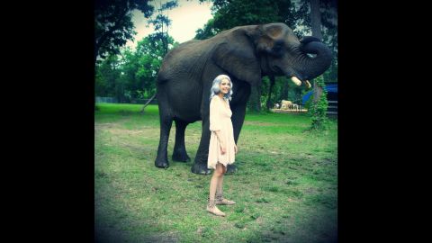 Kat was able to meet elephants, an item on her bucket list.