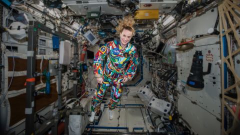 Kate Rubins wore the "Courage" suit on the International Space Station in 2016.