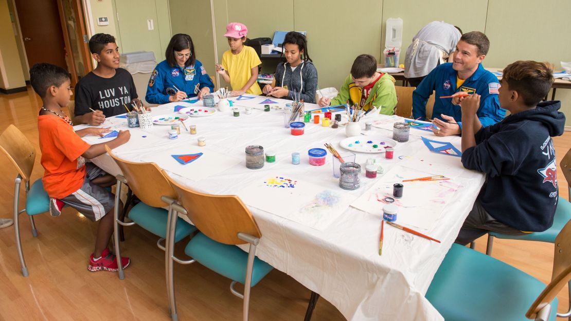 "Paint with the Astronauts" day with Reid Wiseman and Nicole Stott.