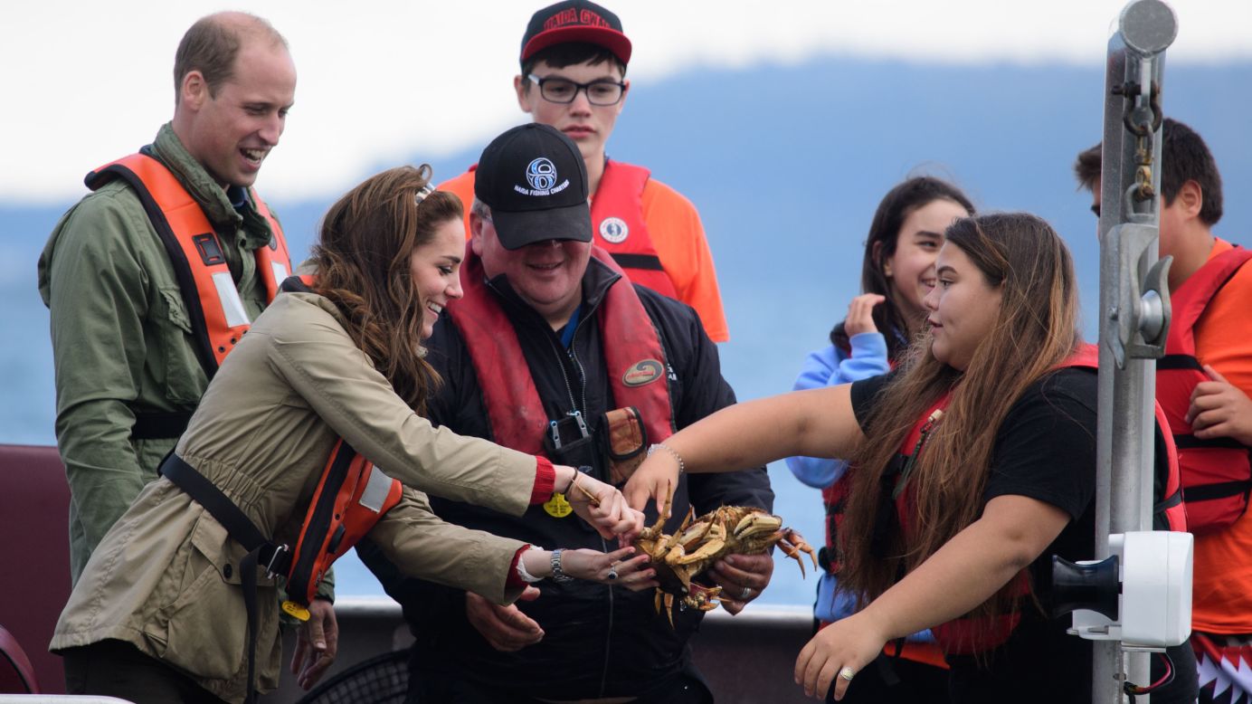 William and Catherine take part in a fishing boat trip on September 30 in Haida Gwaii, Canada. 