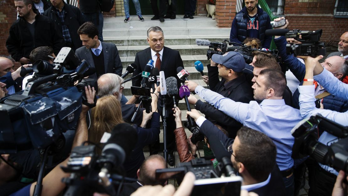 Hungarian PM Viktor Orban 
during the country's referendum on EU migrant quotas.