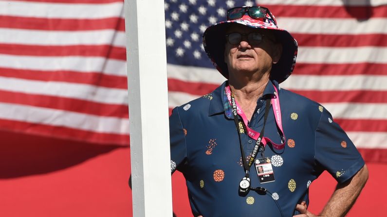 Actor Bill Murray watches the play during on the third day.