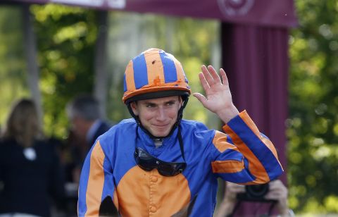 English jockey Ryan Moore was celebrating his second victory in the Arc, having ridden Workforce to success in the 2010 edition.
