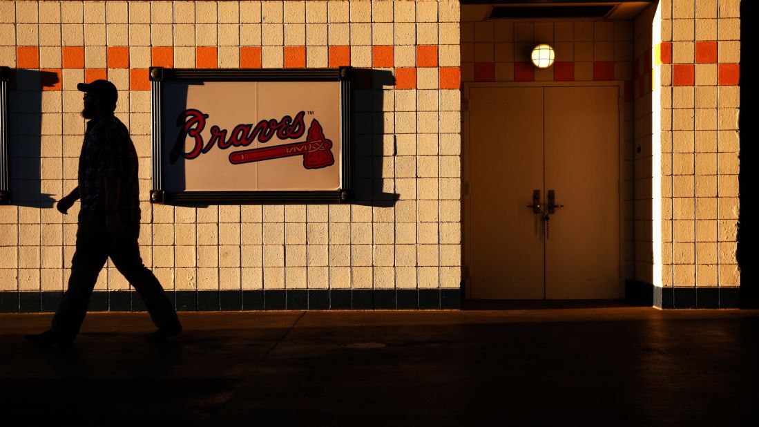 A fan walks inside Turner Field before the game between the Atlanta Braves and Detroit Tigers on October 1. 