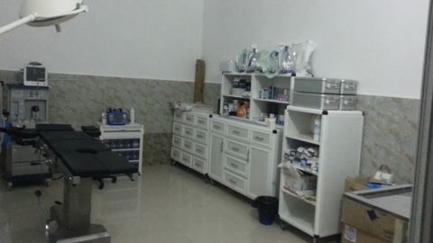 The hospital before Sunday's strike ...