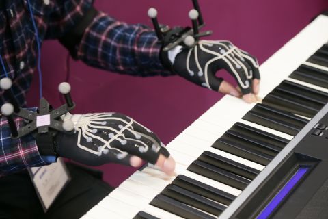 Japan's Wearable Tech Expo has featured all kinds of bizarre gadgets, such as Yamaha's special gloves designed for piano players. Equipped with 12 motion sensors, the gloves record the motion of your hands so users can analyze performances later. 