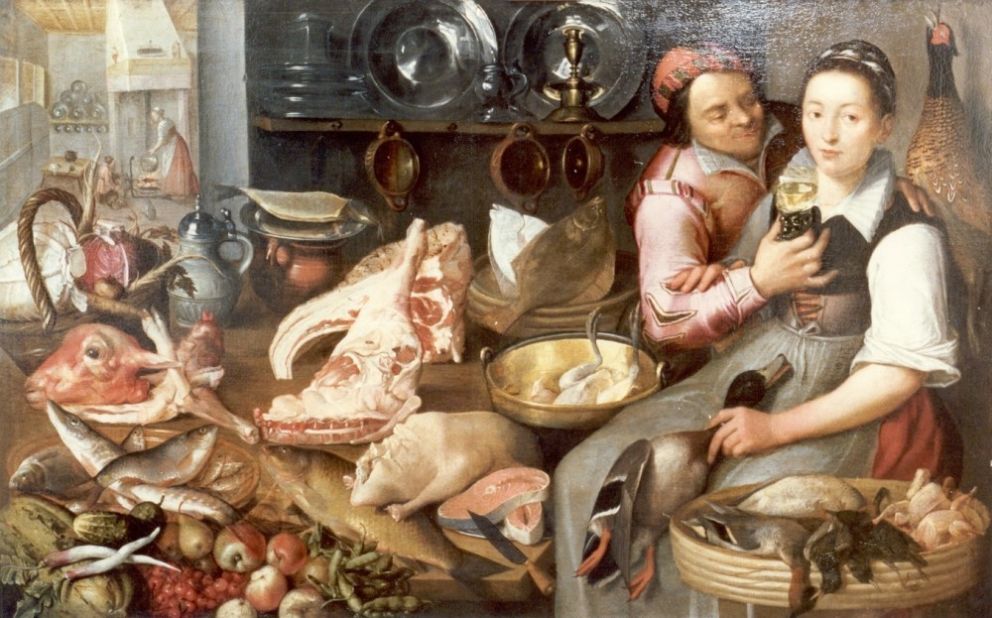 Badly damaged and thought to have been kept in a basement, "Kitchen Scene" by Floris van Schooten was found rolled up with large cracks and moisture damage.