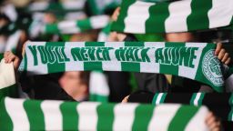 GLASGOW, SCOTLAND - OCTOBER 22:  Celtic fans hold up their scarves during the UEFA Europa League Group C match between Celtic and Hamburger SV at Celtic Park on October 22, 2009 in Glasgow, Scotland.  (Photo by Mike Hewitt/Bongarts/Getty Images)