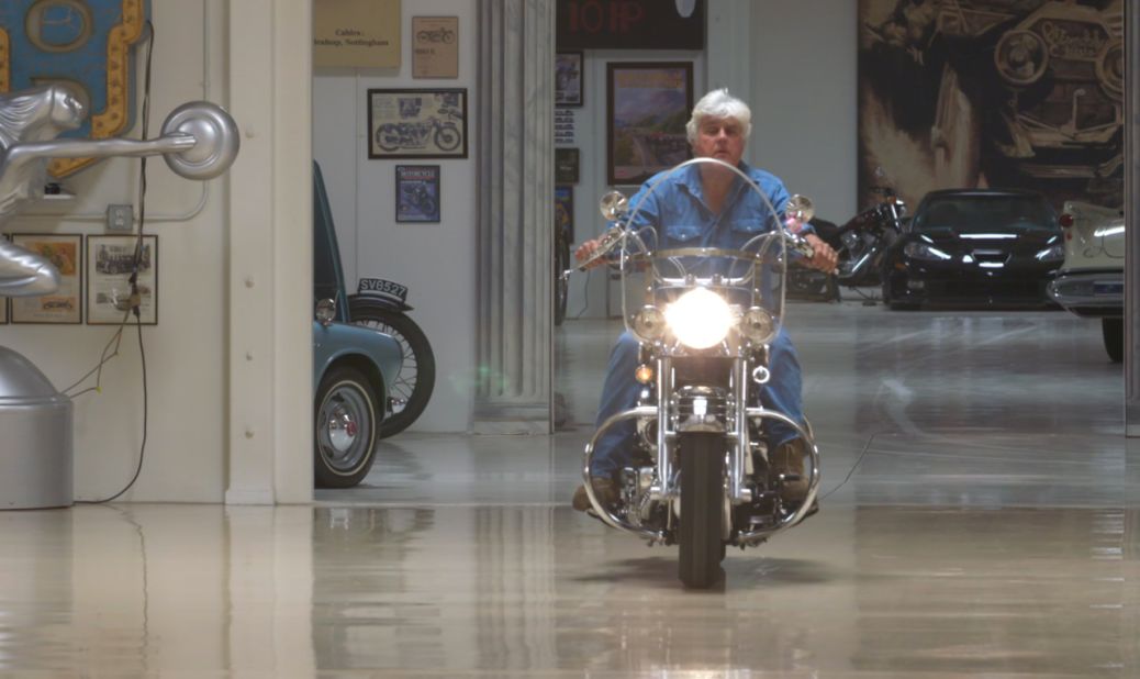 There are also a few motorbikes amongst Leno's collection, which he occasionally navigates around the spacious garage.