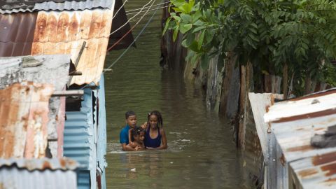 A neighborhood in Santo Domingo, Dominican Republic, is flooded.