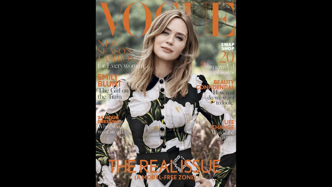 Emily Blunt will be on the cover of British Vogue's November issue, dubbed the "Real Issue"