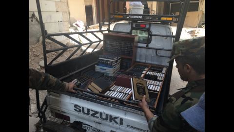Syrian troops cleared the library of its books