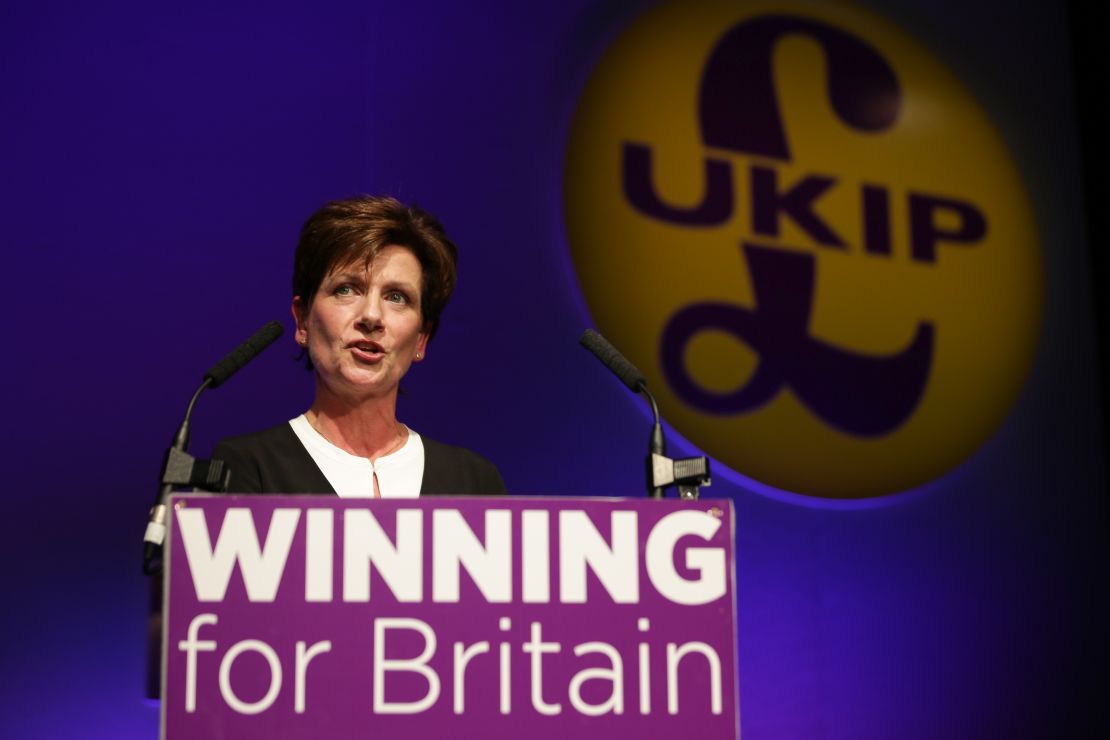 Diane James address the UKIP party conference in September. 