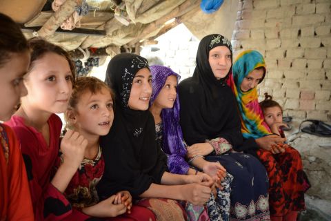 Zaria (third from right) and her family recently returned to Afghanistan from Pakistan. However she has not yet been able to attend school.  <br />"I want to be educated and become a doctor," she said, adding "I hope to be able to go to school again."