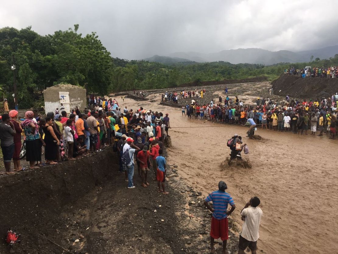 The bridge collapse in Petit Goave cut responders off from road access.