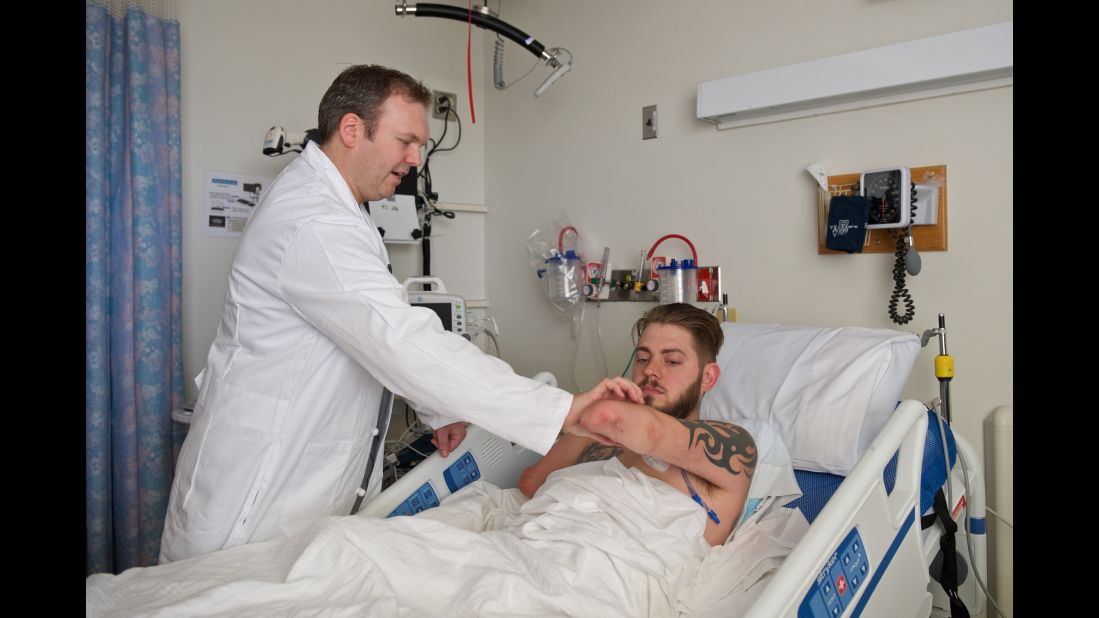 Dr. Simon Talbot prepared Peck for his arm transplant surgery at Brigham and Women's Hospital in Boston in 2016. 
