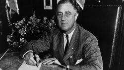1936:  Franklin Delano Roosevelt (1882 - 1945) the 32nd President of the United States from 1933-45. A Democrat, he led his country through the depression of the 1930's and  World War II, and was elected for an unprecedented fourth term of office in 1944.  (Photo by Keystone Features/Getty Images)