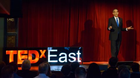 The subculture of storytelling is thriving at places like TED Talks. Obama impersonator Dion Flynn speaks at a recent TED event.