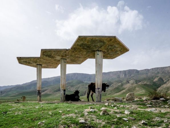 Bus Stop no 37 of the Tajikistan network, built late 1970s. 