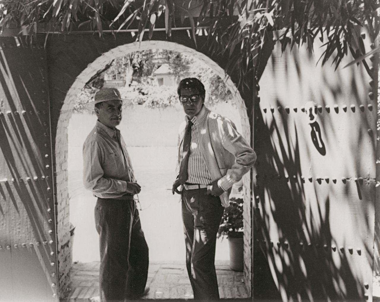 Pierre Berge and Yves Saint Laurent in Marrakech. "Yves Saint Laurent and I discovered Marrakech in 1966, and we never left," says Berge. "This city deeply influenced Saint Laurent's life and work, particularly his discovery of color."