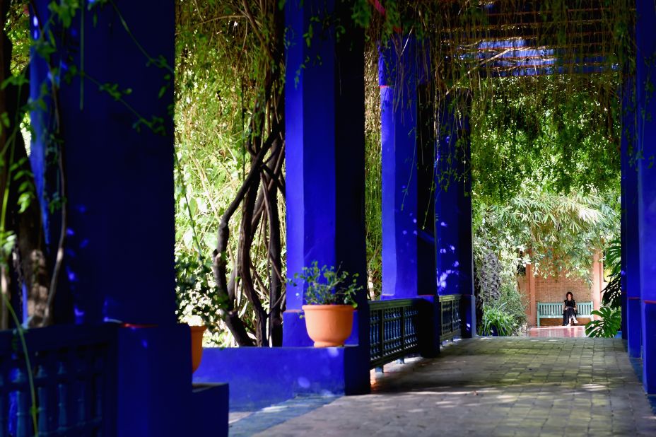 Majorelle lays claim to a brilliant cobalt blue -- "Majorelle blue" -- which binds together the 110,000 square feet garden. It's a color that has spread far and wide throughout Marrakech, with homage paid on everything from street signs to plant pots.