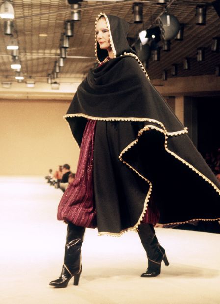Capes inspired by the <em>burnous</em> were also a staple of Yves Saint Laurent shows, such as this from the A/W 1977-78 ready-to-wear collection.