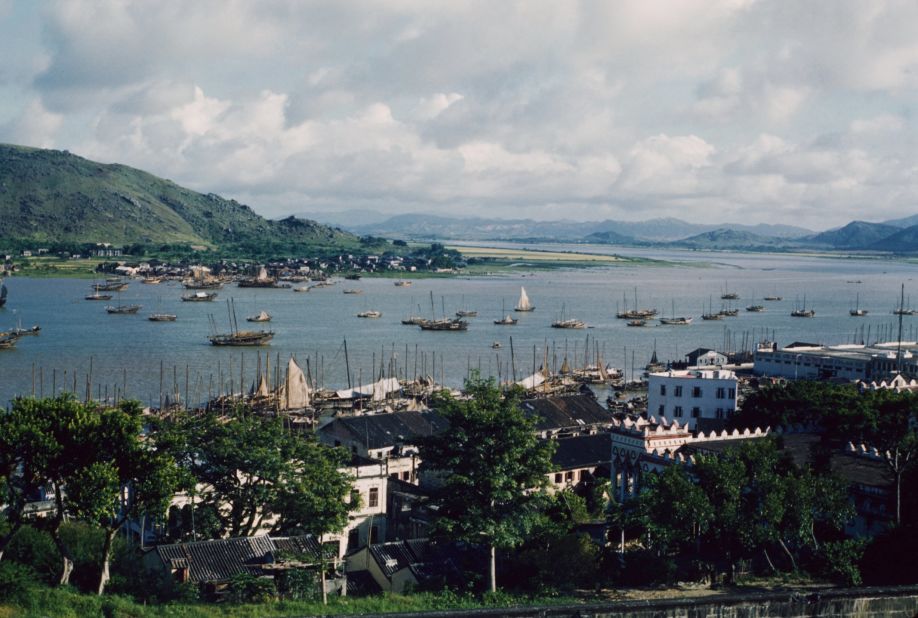 The coastline of Macau, in the mid-1960s.  