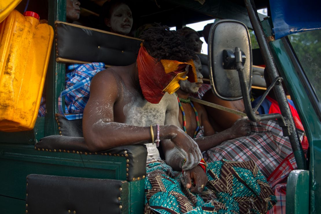 Serge Attukwei Clottey and his collective GoLokal, perform My Mother's Wardrobe at Gallery 1957, on 6 March 2016