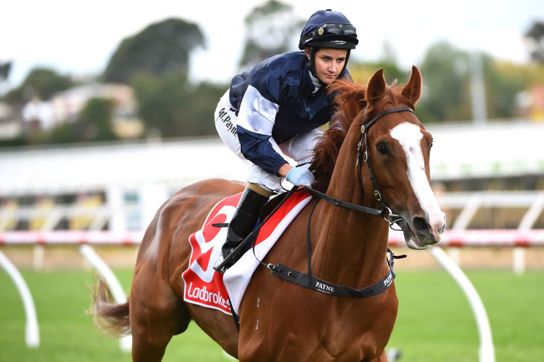 Michelle Payne back in the saddle riding earlier in the year.