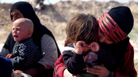 Displaced people arrive in Daqouq. The children are exhausted from the journey; the parents wary of what comes next.