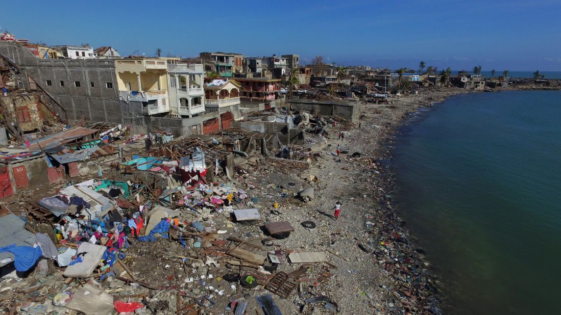 An aerial view of damage to the small village of Casanette near Baumond, Haiti on Saturday. The full scale of the devastation in rural Haiti is becoming clear in the days after Hurricane Matthew leveled huge swaths of the country's south.