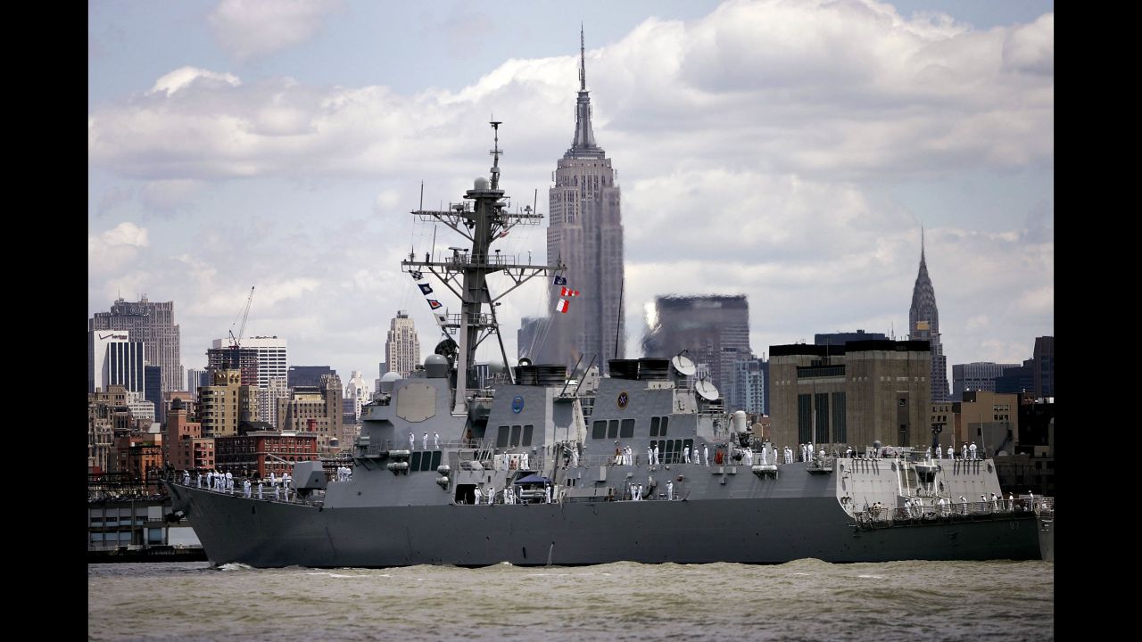 The USS Mason -- pictured here in New York in 2006 -- was in international waters in the Red Sea when it was targeted, a US defense official said.