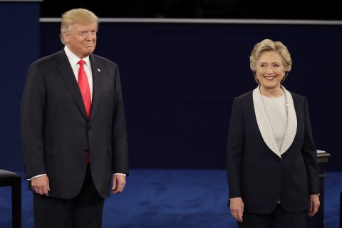Both candidates kept their distance at the start of the debate.