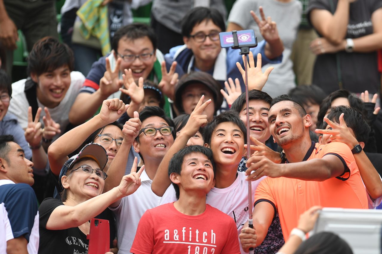 Earlier this month Kyrgios and his fans in Tokyo were all smiles after he won the title in Japan. It was the third and biggest title of his career. 