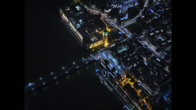 German-born, London-based artist and photographer Timo Lieber specializes in dramatic aerial photography such as this nighttime shot of London's Houses of Parliament. 