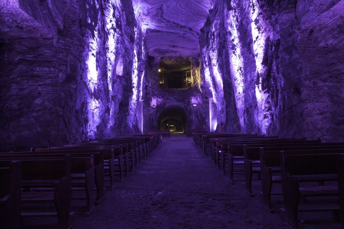 Originally carved inside an active salt mine, the Salt Cathedral of Zipaquira sits 660 feet underground in Cundinamarca, Colombia. In 1950, work began on a space for workers to pray before starting their shift, with the site inaugurated in 1954, dedicated to Our Lady of Rosary, patron saint of miners (of course). A popular tourist site 28 miles north of Bogota, in 2014 the Gallery Nueveochenta took over the space, using it to house contemporary art by the likes of <a href="index.php?page=&url=https%3A%2F%2Fwww.flickr.com%2Fphotos%2Faldochaparro%2F14476001276%2Fin%2Fphotostream%2F" target="_blank" target="_blank">Aldo Chaparro Winder</a>. (Picture via <a href="index.php?page=&url=https%3A%2F%2Fcreativecommons.org%2Flicenses%2Fby%2F2.0%2F." target="_blank" target="_blank">Creative Commons 2.0</a>)