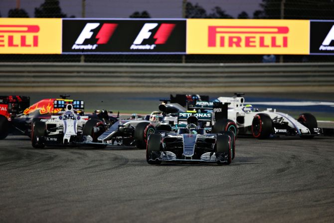 Another slow start and a first-lap collision with the Williams of Valtteri Bottas hampers Hamilton's charge. <a href="index.php?page=&url=http%3A%2F%2Fcnn.com%2F2016%2F04%2F03%2Fmotorsport%2Frosberg-mercedes-bahrain-grand-prix%2F" target="_blank">Rosberg ticks off another victory in the desert </a>to stretch his lead as his rival finishes third.