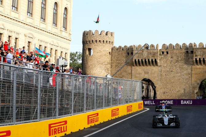 F1 arrives for the new street race around Baku and <a href="index.php?page=&url=http%3A%2F%2Fcnn.com%2F2016%2F06%2F19%2Fmotorsport%2Fmotorsport-european-gp-rosberg-hamilton%2F" target="_blank">the historic win goes to a dominant Rosberg.</a> Hamilton is frustrated by an engine mode setting during the European Grand Prix and crosses the line in fifth.