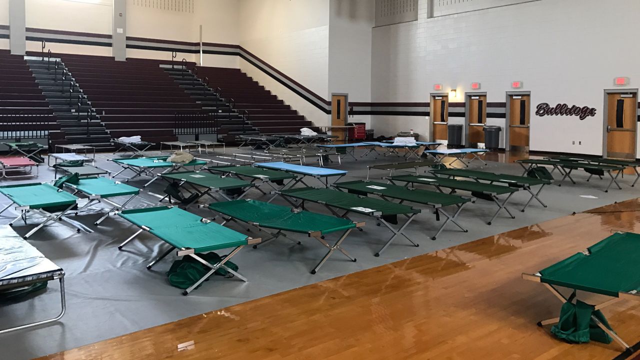 The shelter is mostly empty now, but dedicated county workers and volunteers remain to help. 