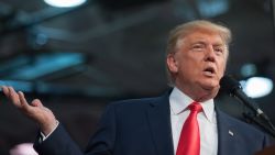 Republican candidate for  President Donald J Trump speaks to supporters at a rally at Ambridge Area Senior High School  on October 10, 2016 in Ambridge, Pennsylvania.