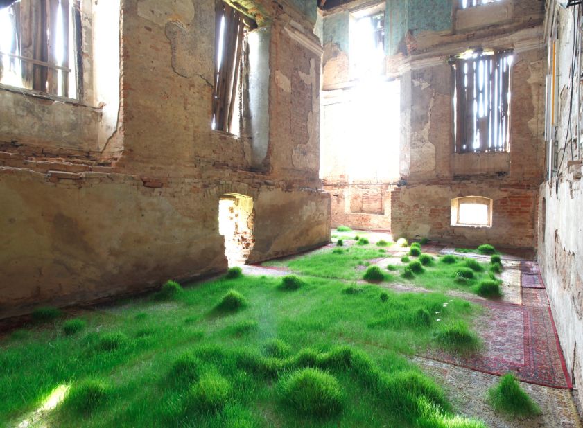Martin Roth grew several species of grass on an assortment of valuable rugs for an installation initially staged in Austria. He is now showing this at the Korean Cultural Centre in London. 